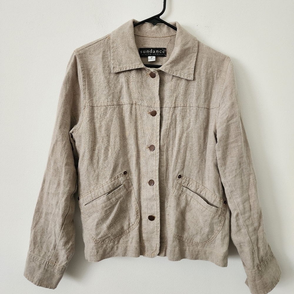 Sundance Button Front Linen Jacket Size P (Small) - image 1